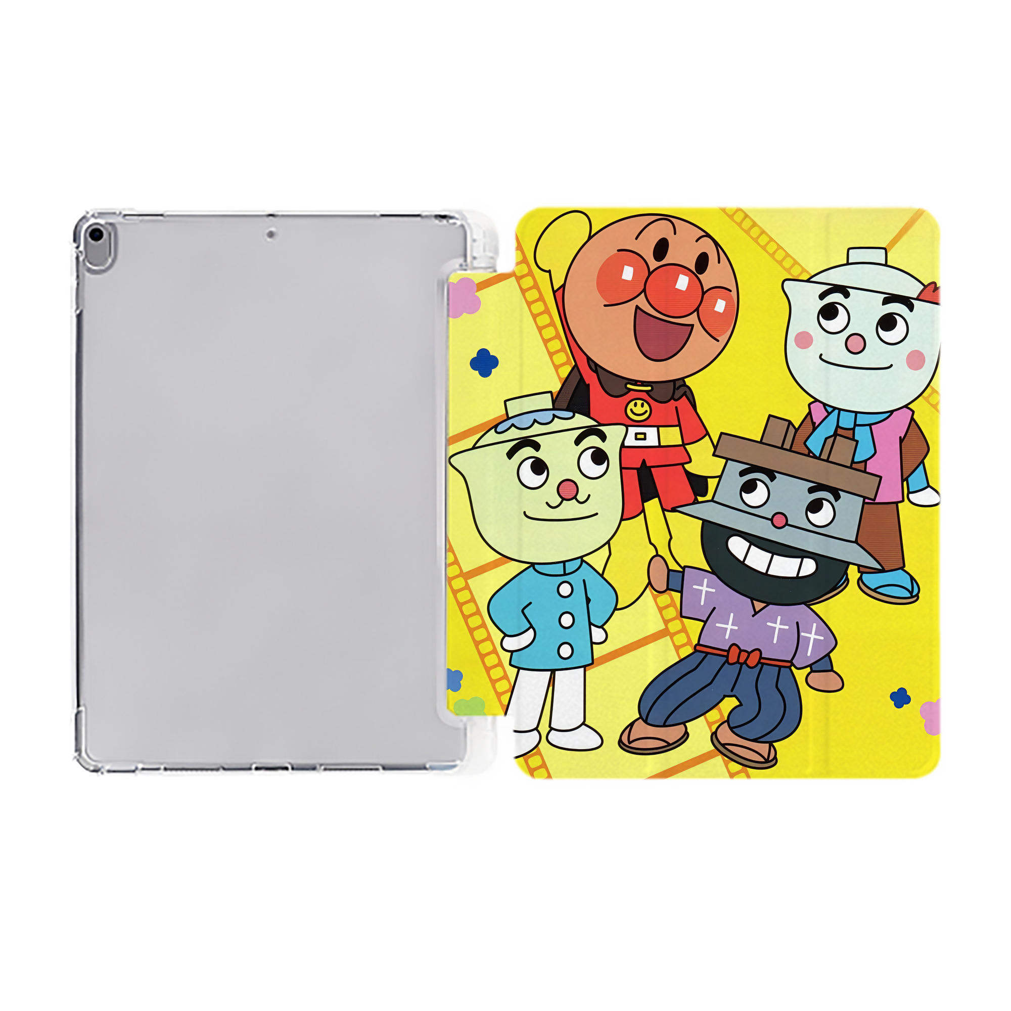 （画像用） アンパンマン Anpanman IPad ケース ペン収納付き 三つ折りスタンド PUレザー×シリコン 対応機種9.5/10.5/10.9インチ